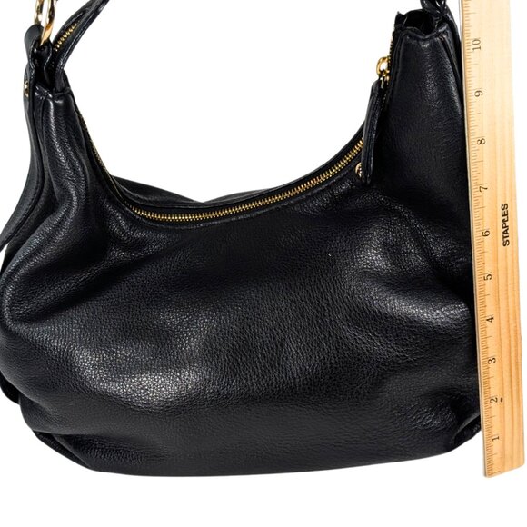 Michael Kors Black Pebbled Leather Hobo Shoulder Bag Sutton Oyster Vitello - Picture 3 of 9
